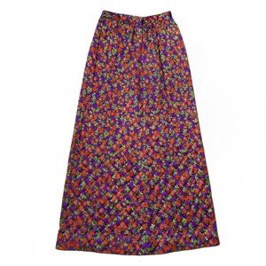 70s vintage quilted daisy maxi skirt hippy boho cottagecore highwaisted a-line.